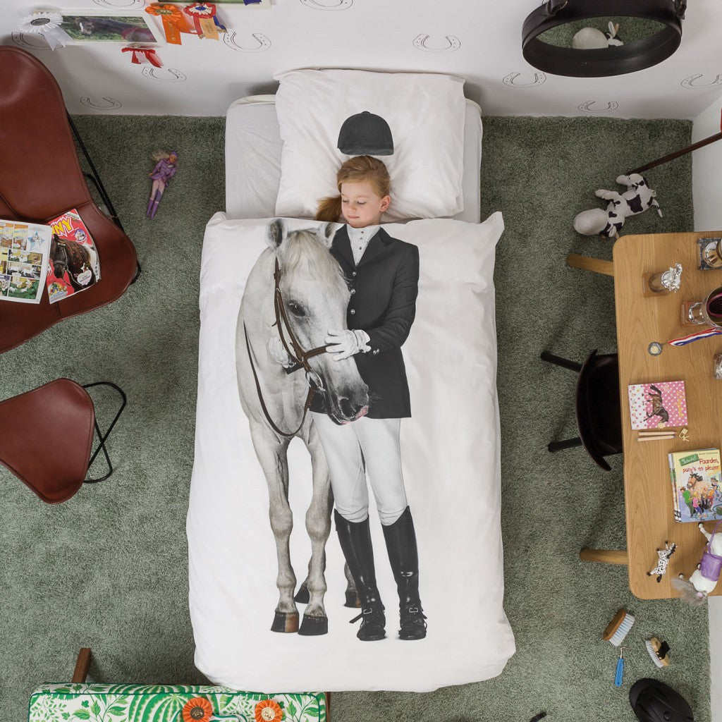bettwaesche snurk pferd amazone reiterin perkal