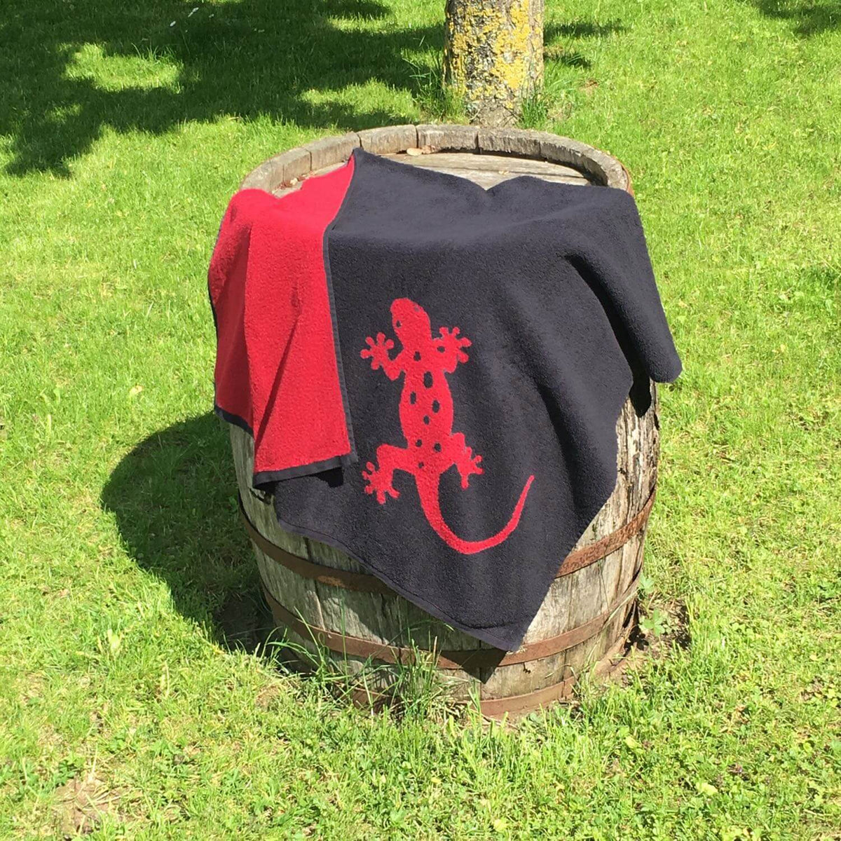 jacquard baumwolle badetuch saunatuch geco anthrazit rot