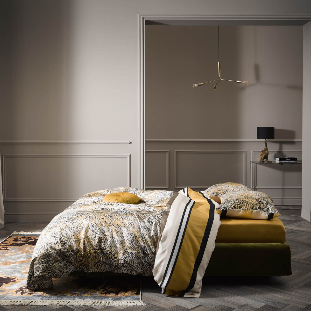 ESSENZA Bettwäsche Cleo Mustard Gelb Wendeoptik Baumwollsatin