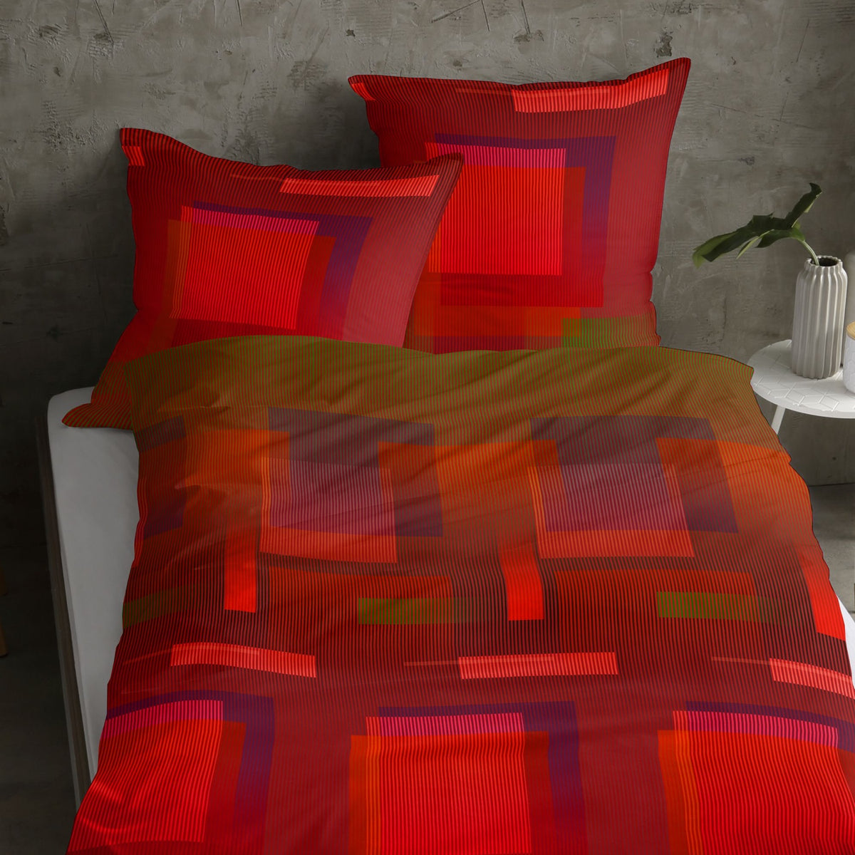 casatex bettgarnitur graphisch grafik rot