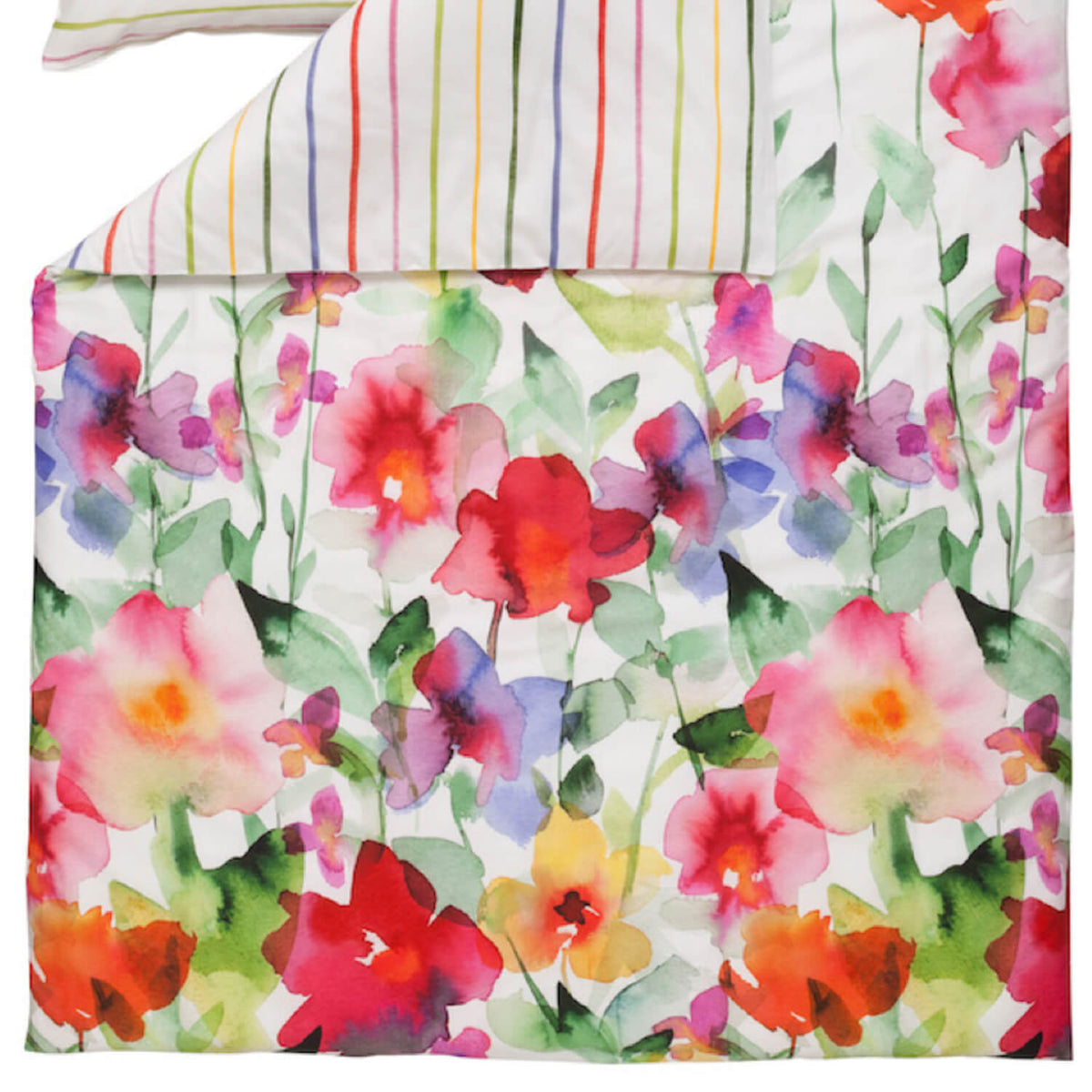 Estella Bettgarnitur Aquarell 4703 985 Bunt Blumen Geblümt Streifen