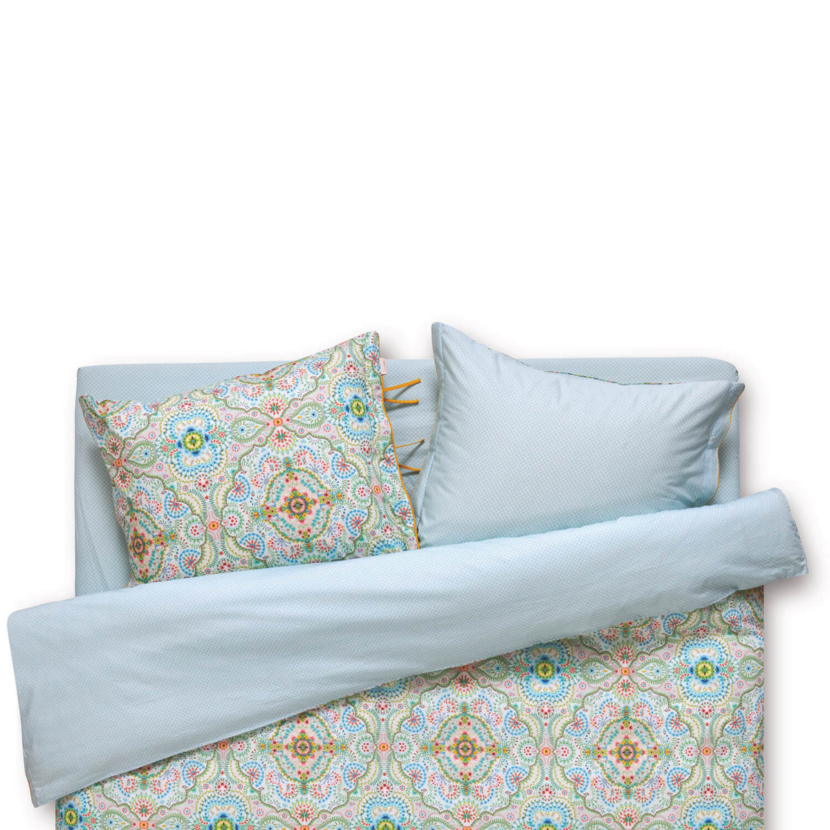 PiP Studio Bettwäsche Moon Delight Weiß Perkal Wendebettwäsche Laken Hellblau