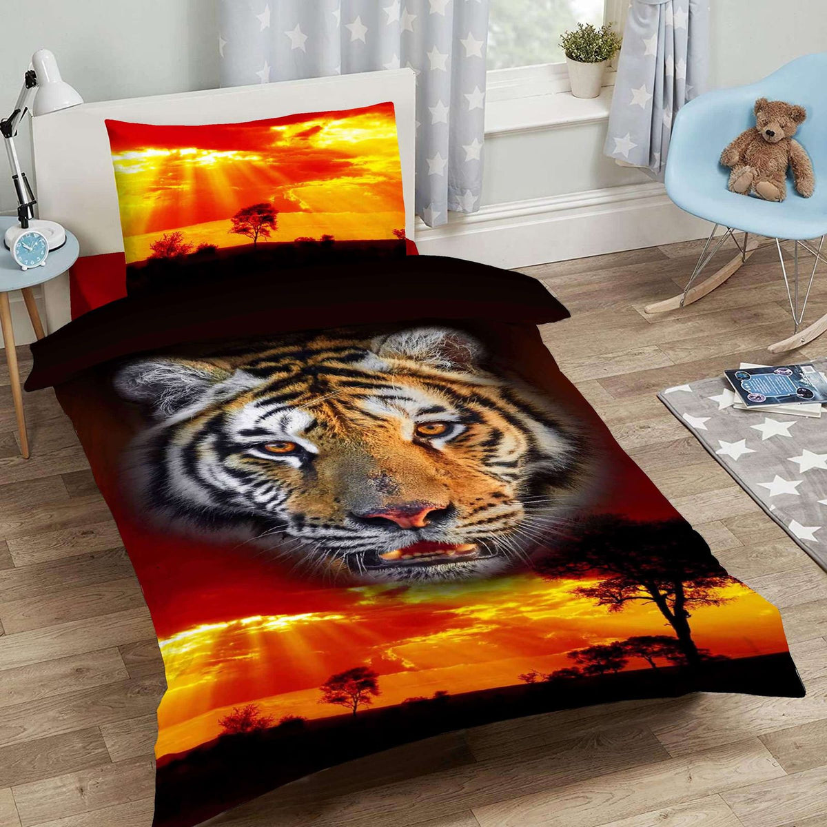 digital druck bettwaesche tiger mystic rot schwarz afrika raubtier renforcé
