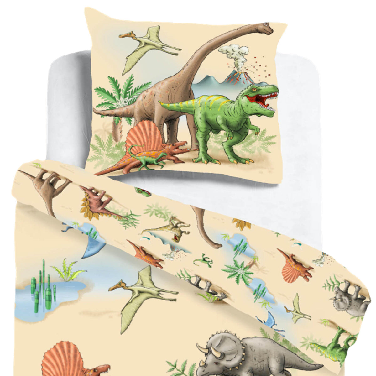 bettwaesche bettgarnitur dino saurier vulkan espico