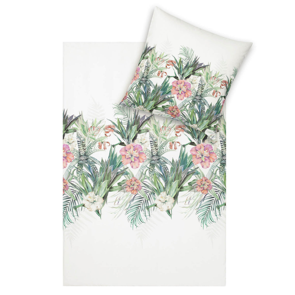 bettwaesche bettgarnitur farne blaetter blueten