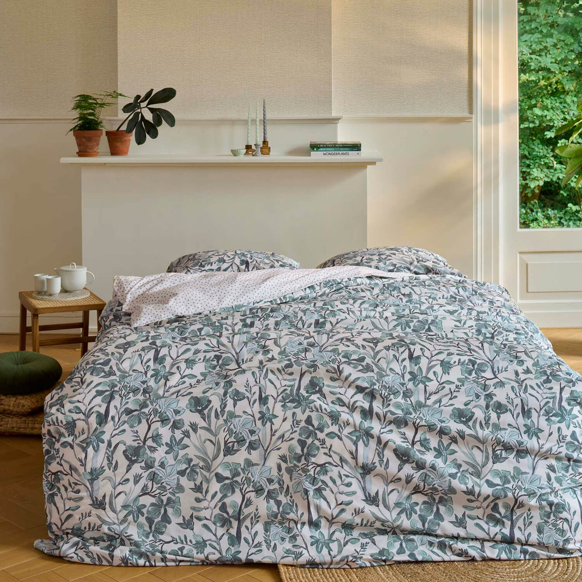 bettwaesche floral fiesta green blueten