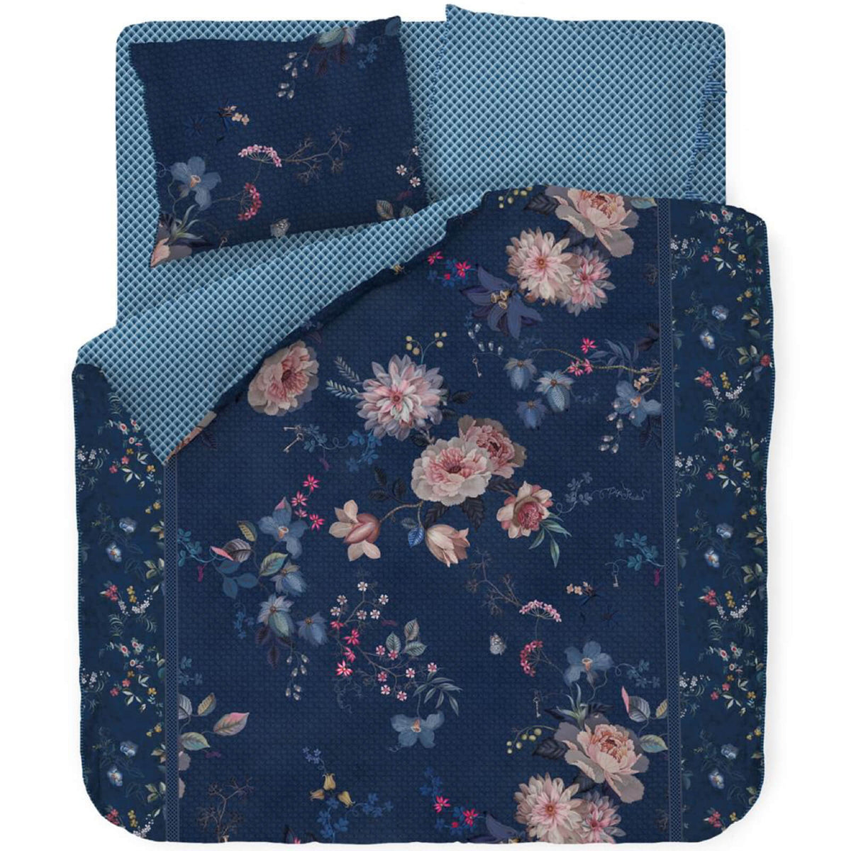 bettgarnitur bettwaesche blumen blau tokyo bouquet