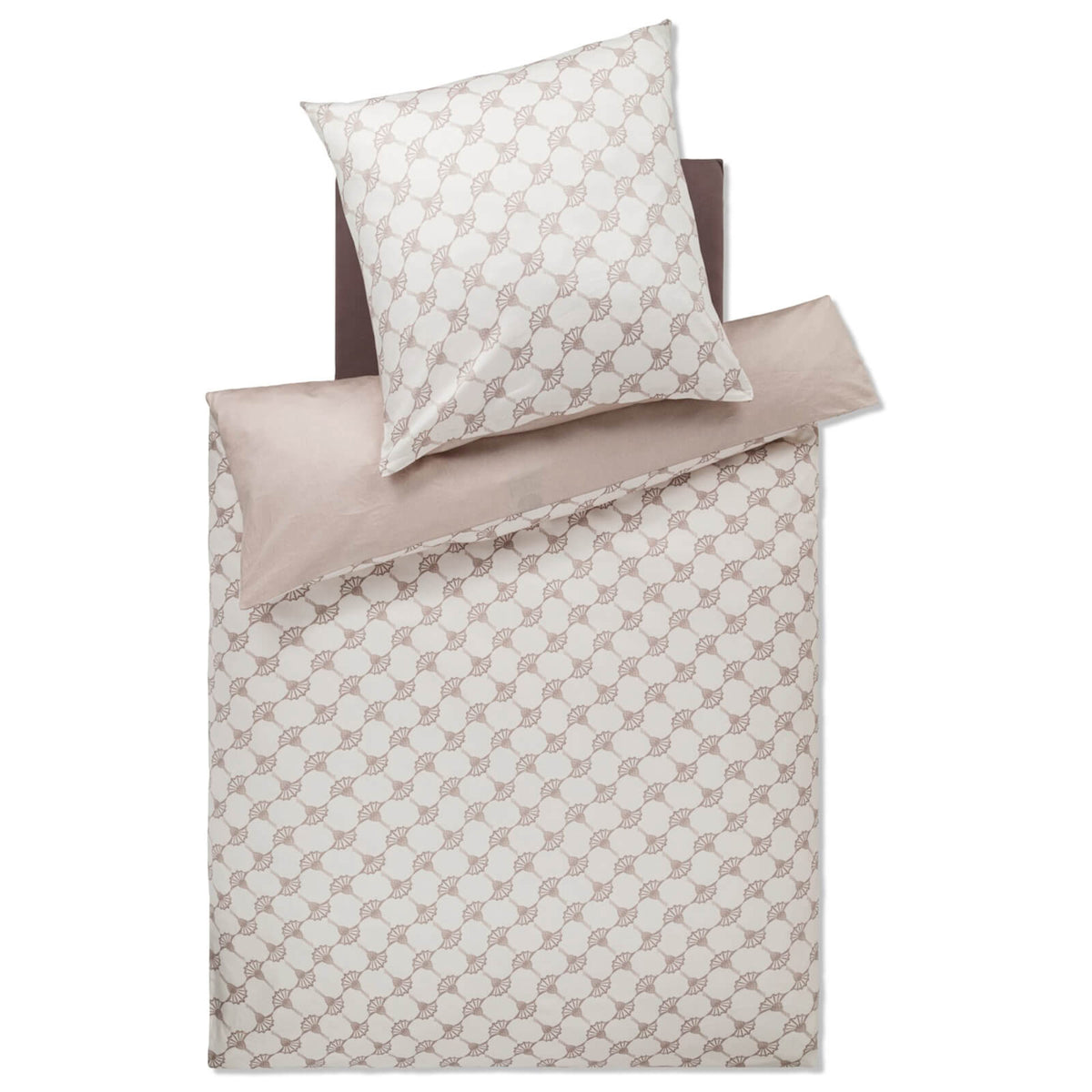 bettwaesche bettgarnitur geblumt beige einfarbig wende