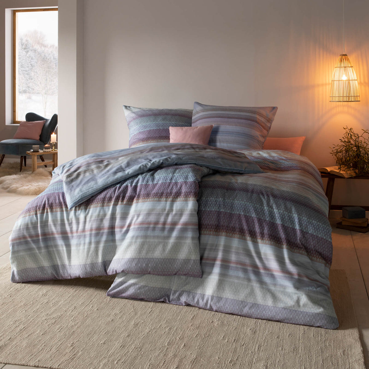 bettwaesche streifen rauten bunt kuschelflanell