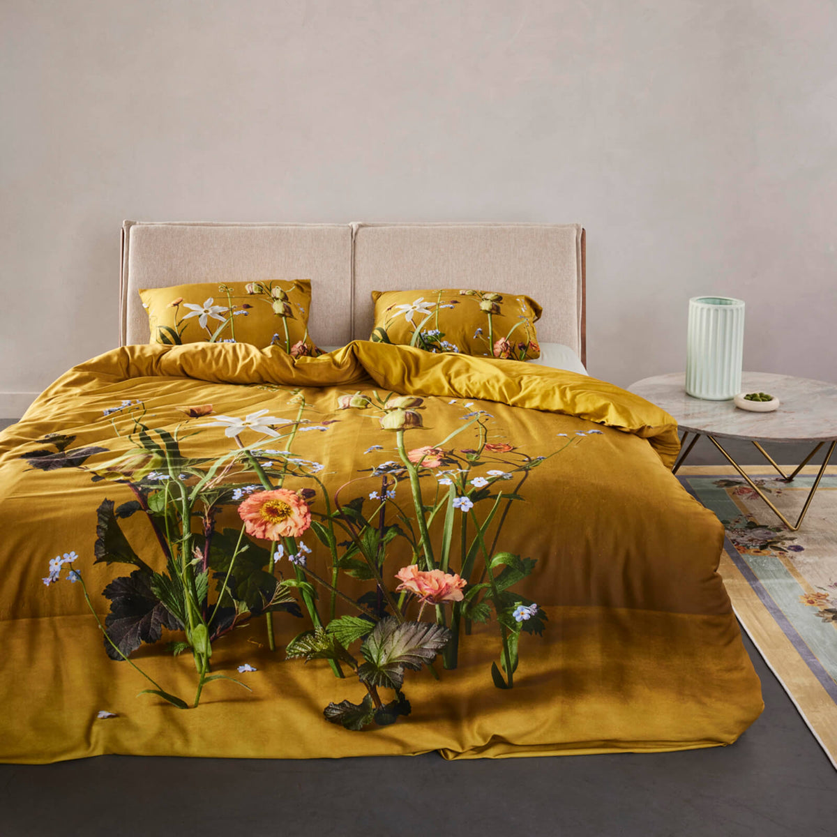 bettwaesche ficaria gebluemt floral gelb