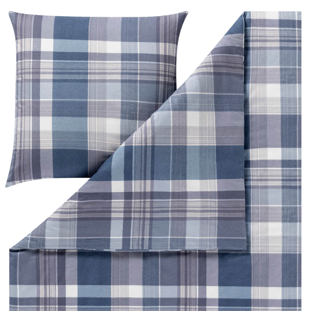 bettwaesche bettgarnitur karomuster blau