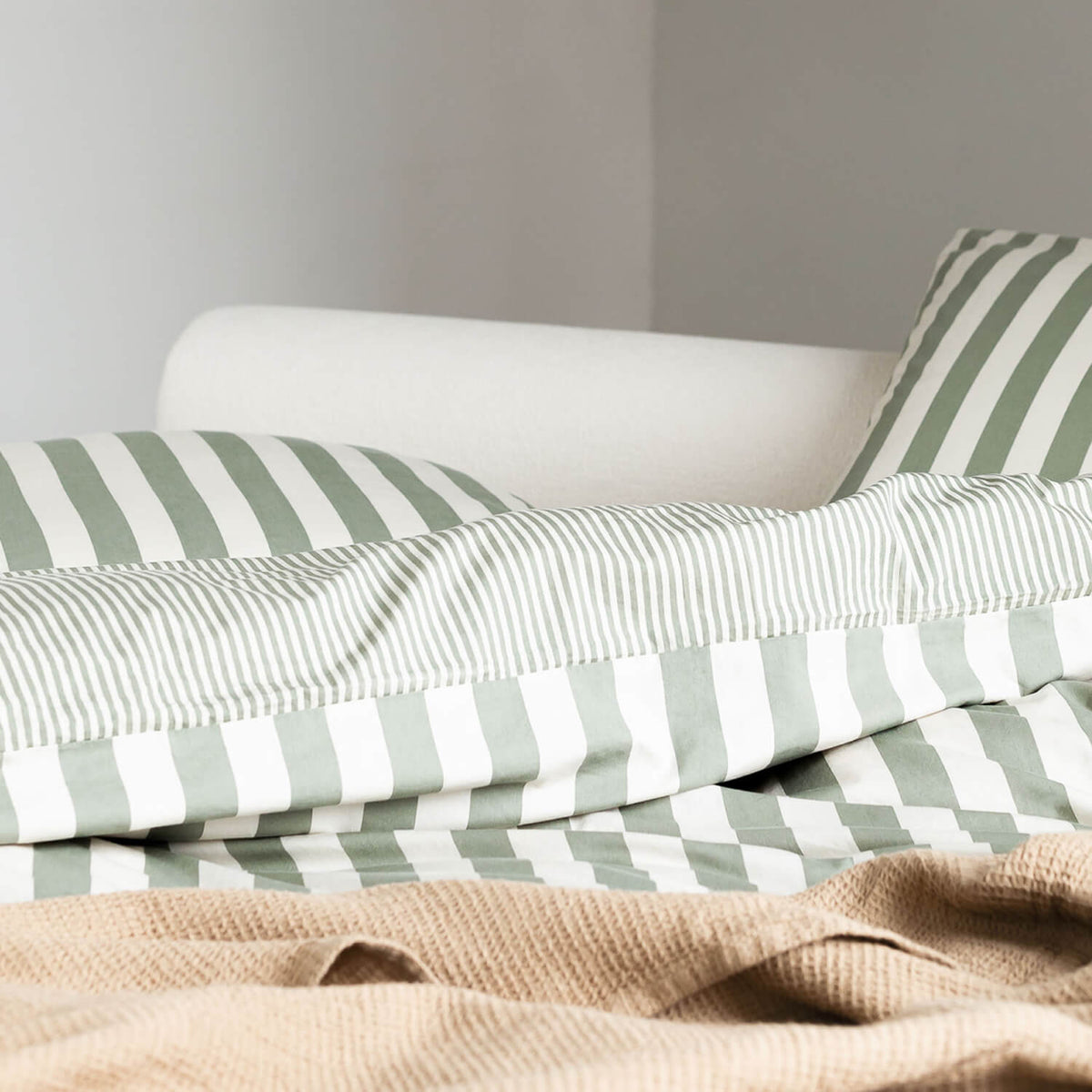 bettwaesche mikkeli streifen gestreift perkal sage green marc o polo