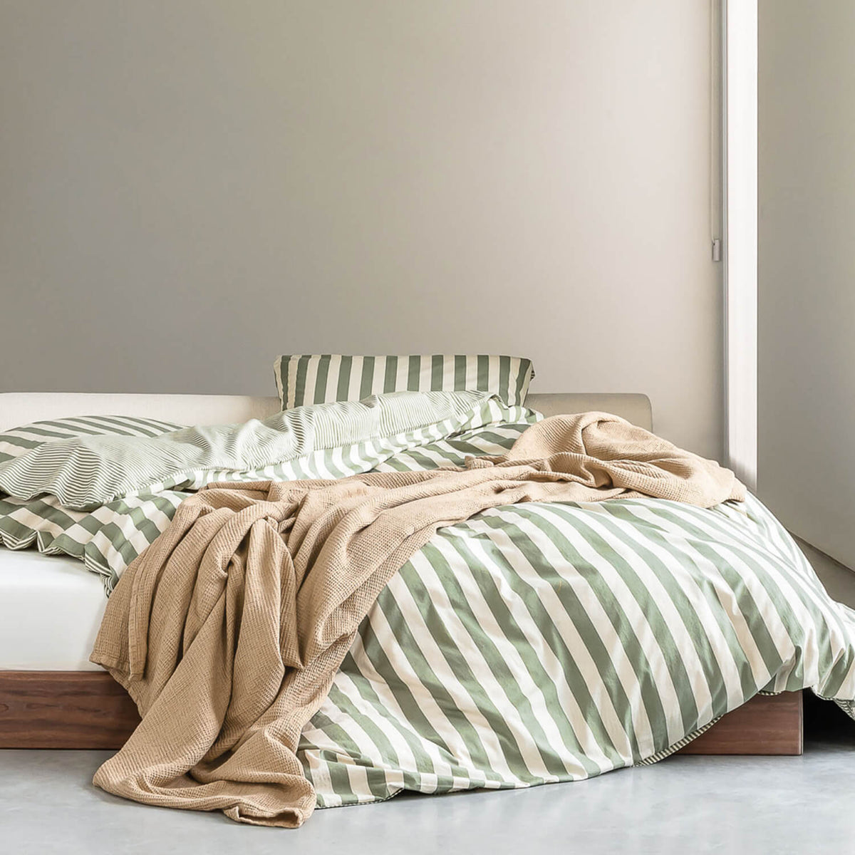 bettwaesche mikkeli streifen gestreift perkal sage green marc o polo