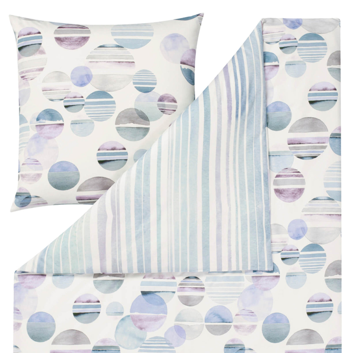 bettwaesche bettgarnitur punkte querstreifen aquarell mako satin