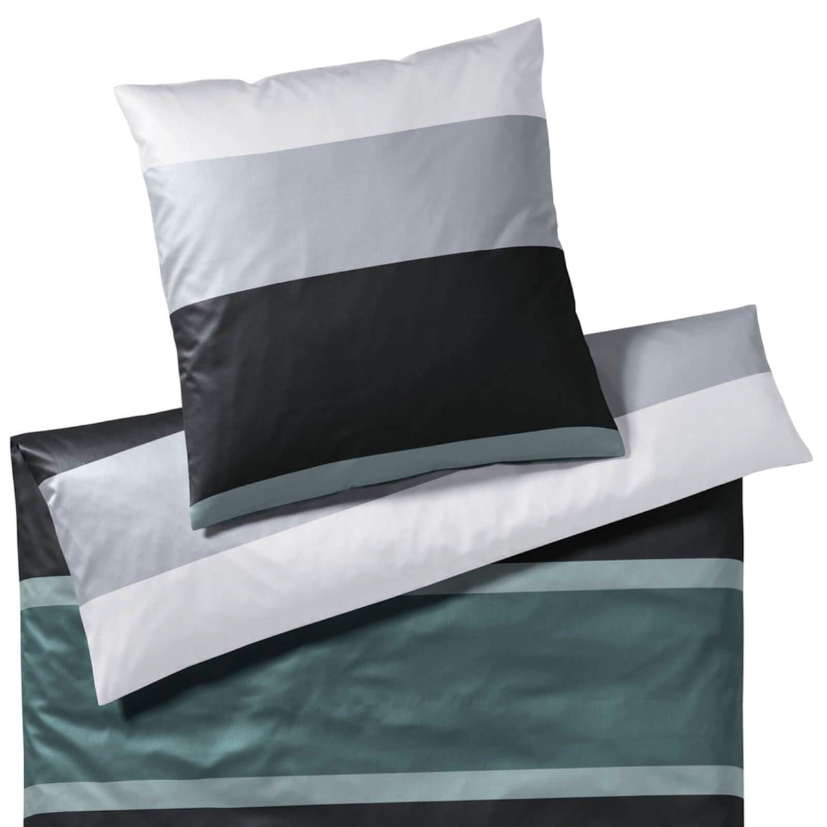 bettwaesche streifen linien gruen mako satin