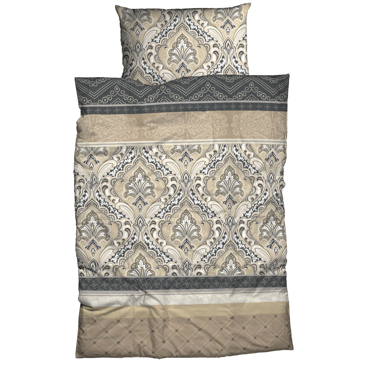 bettwaesche mandala gemustert satin beige anthrazit