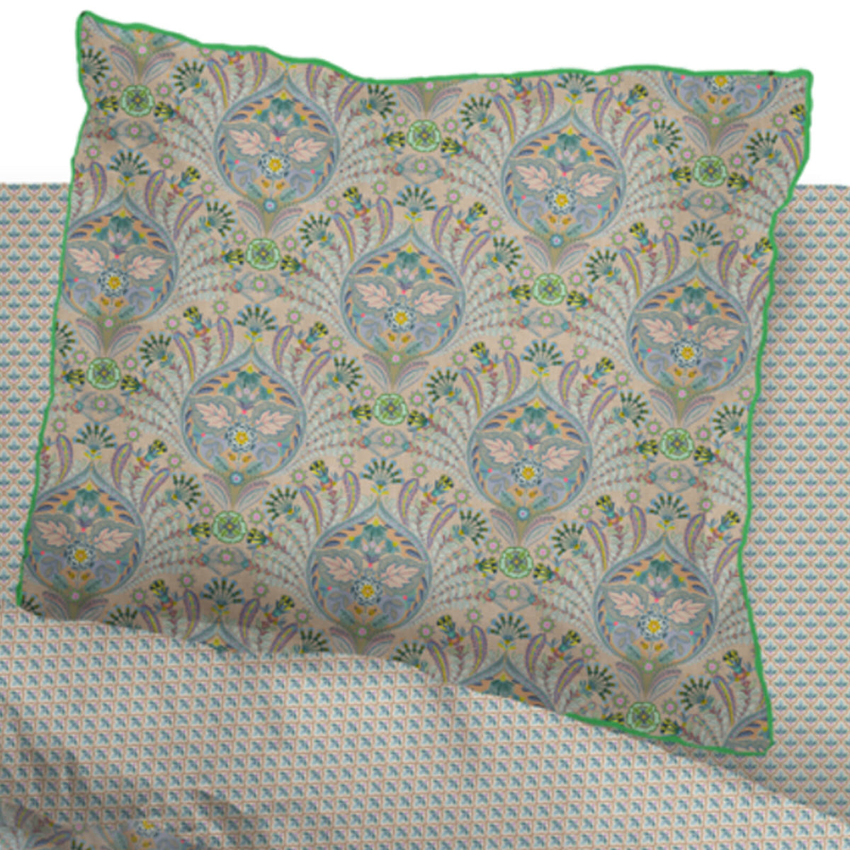 bettgarnitur bettwaesche faechermuster blumen perkal
