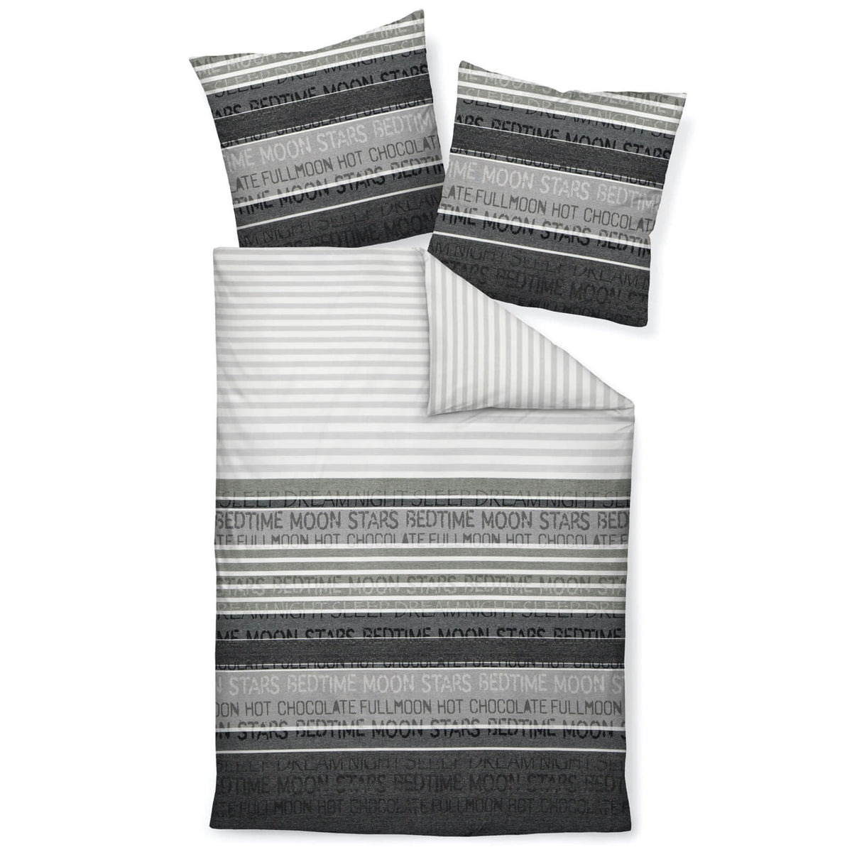 bettwaesche janine gestreift buchstaben mako satin