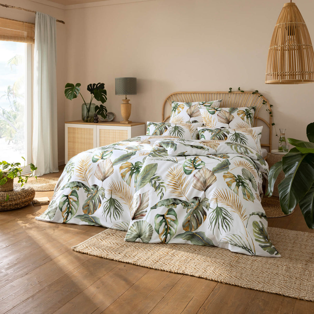 bettbezug kissenbezug blatt monstera pflanzen