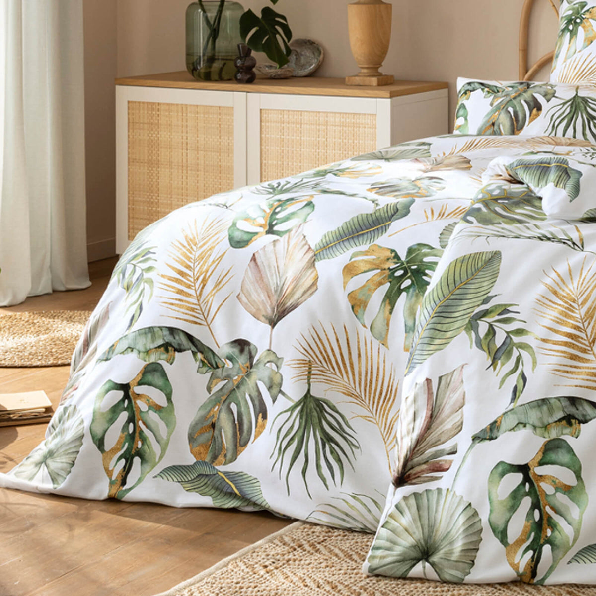 bettbezug kissenbezug blatt monstera pflanzen