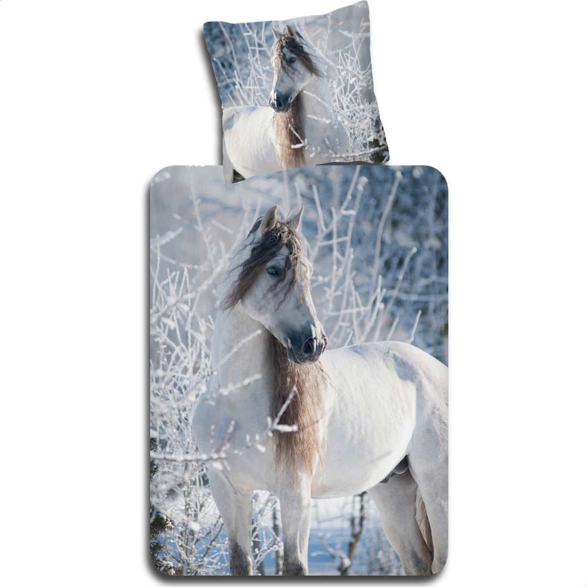 bettwaesche pferd schnee landschaft