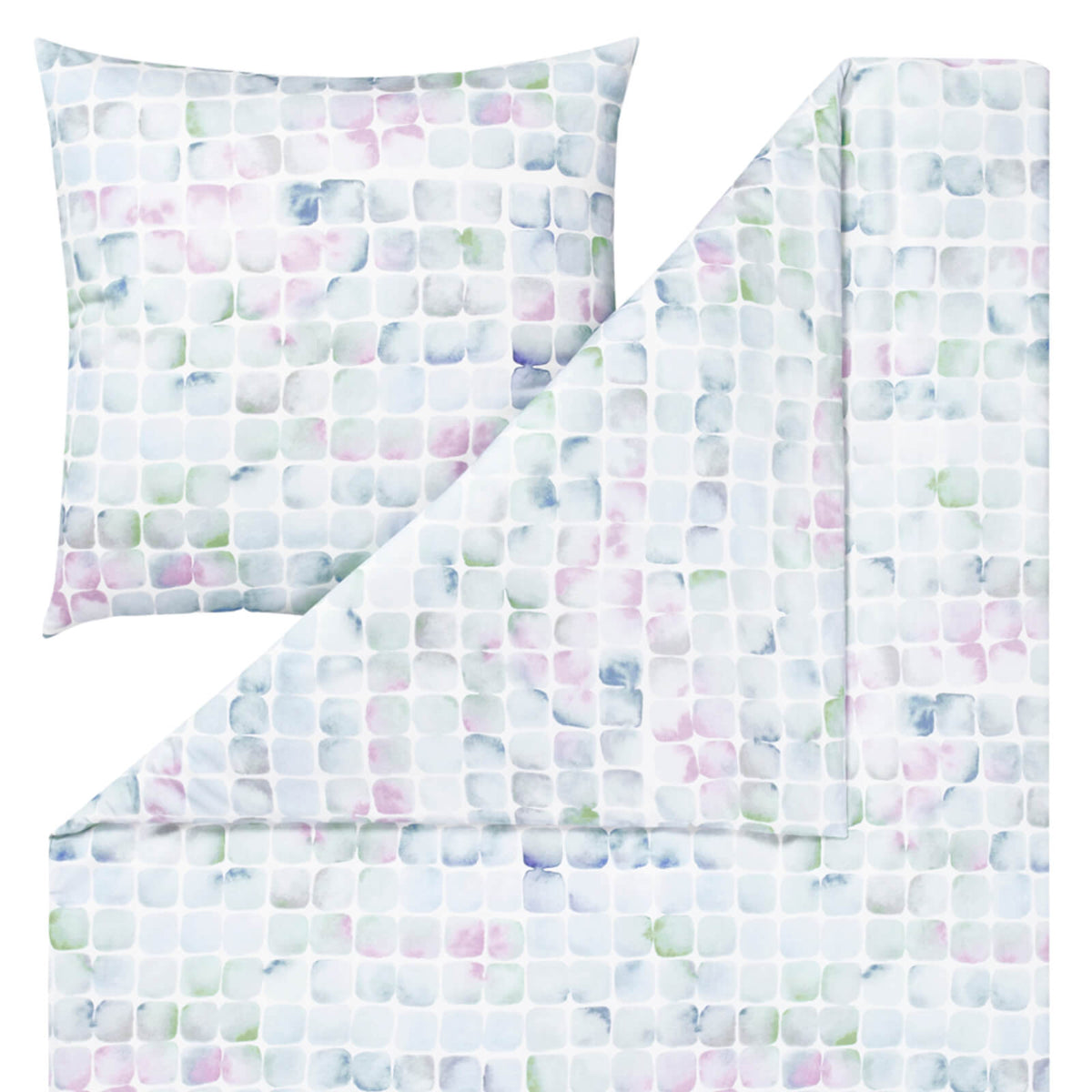bettwaesche bettgarnitur vierecke gruen blau rosa