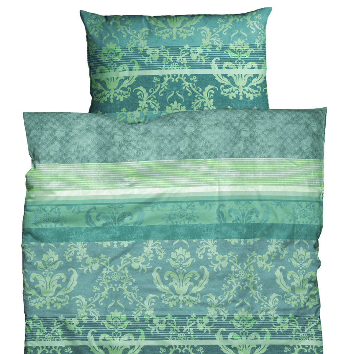 bettwaesche casatex streifen ornamente gruen