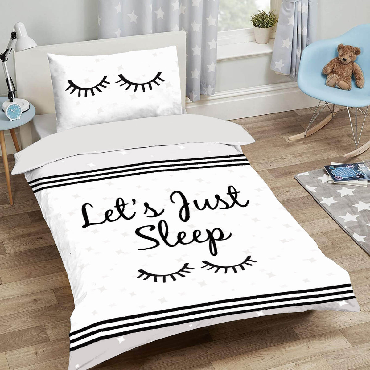 bettwaesche augen sterne schriftzug sleep and dream