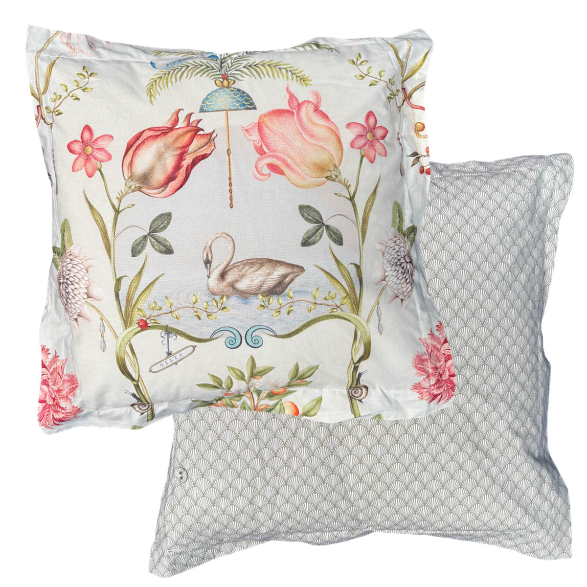 zierkissen gebluemt ornamente rose muscheln