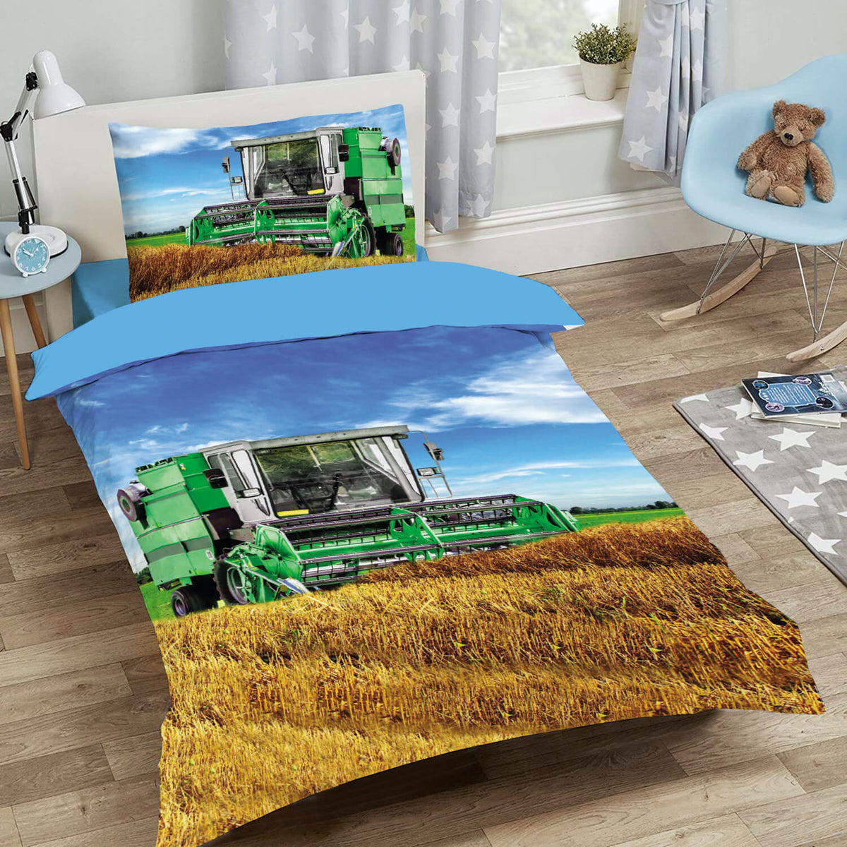 bettwaesche maehdrescher stroh feld getreide