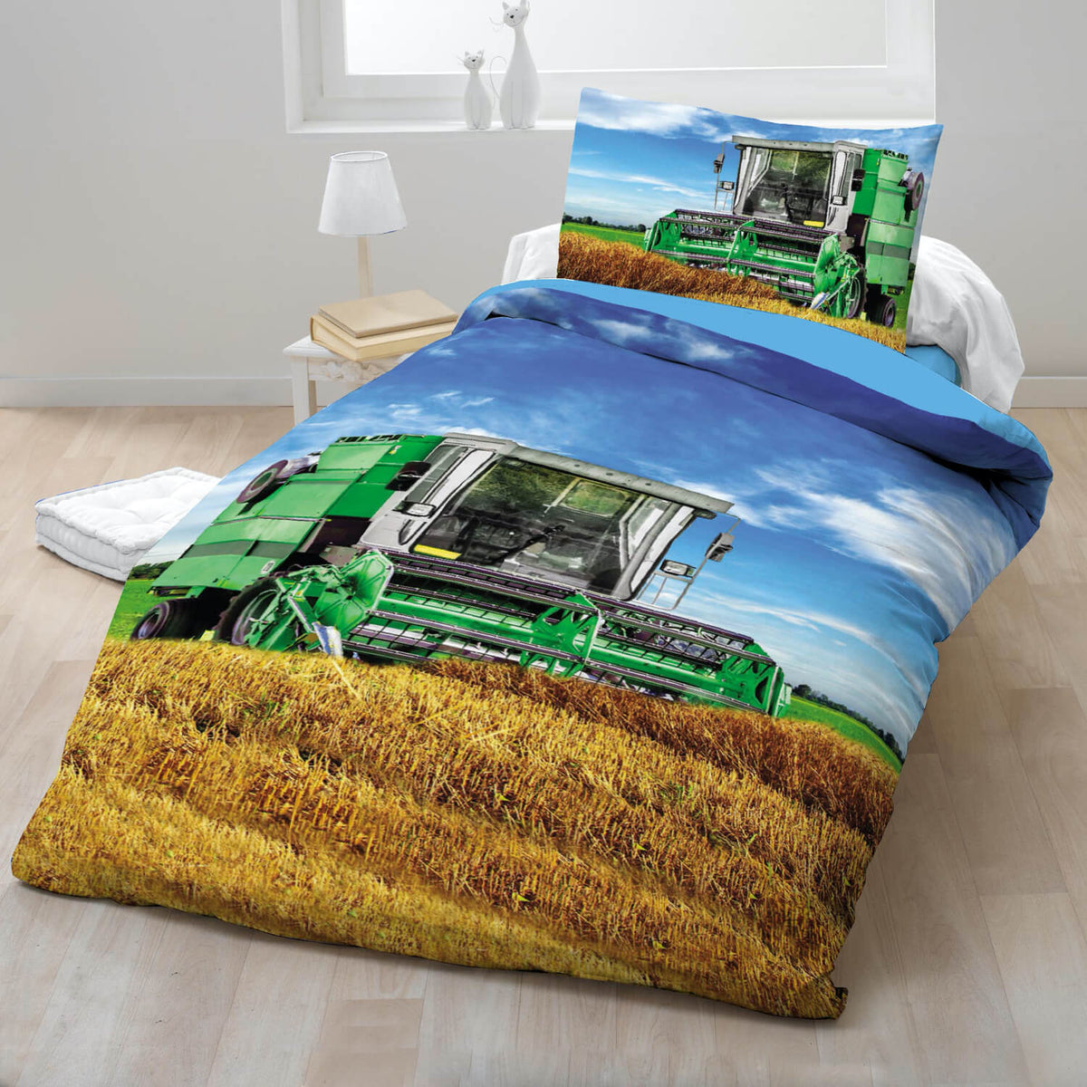 bettwaesche maehdrescher stroh feld getreide