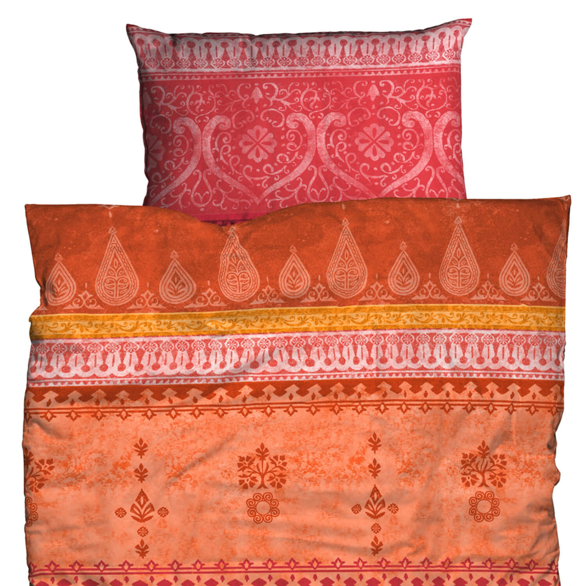 bettwaesche indi casatex ornamente organge rot paisley