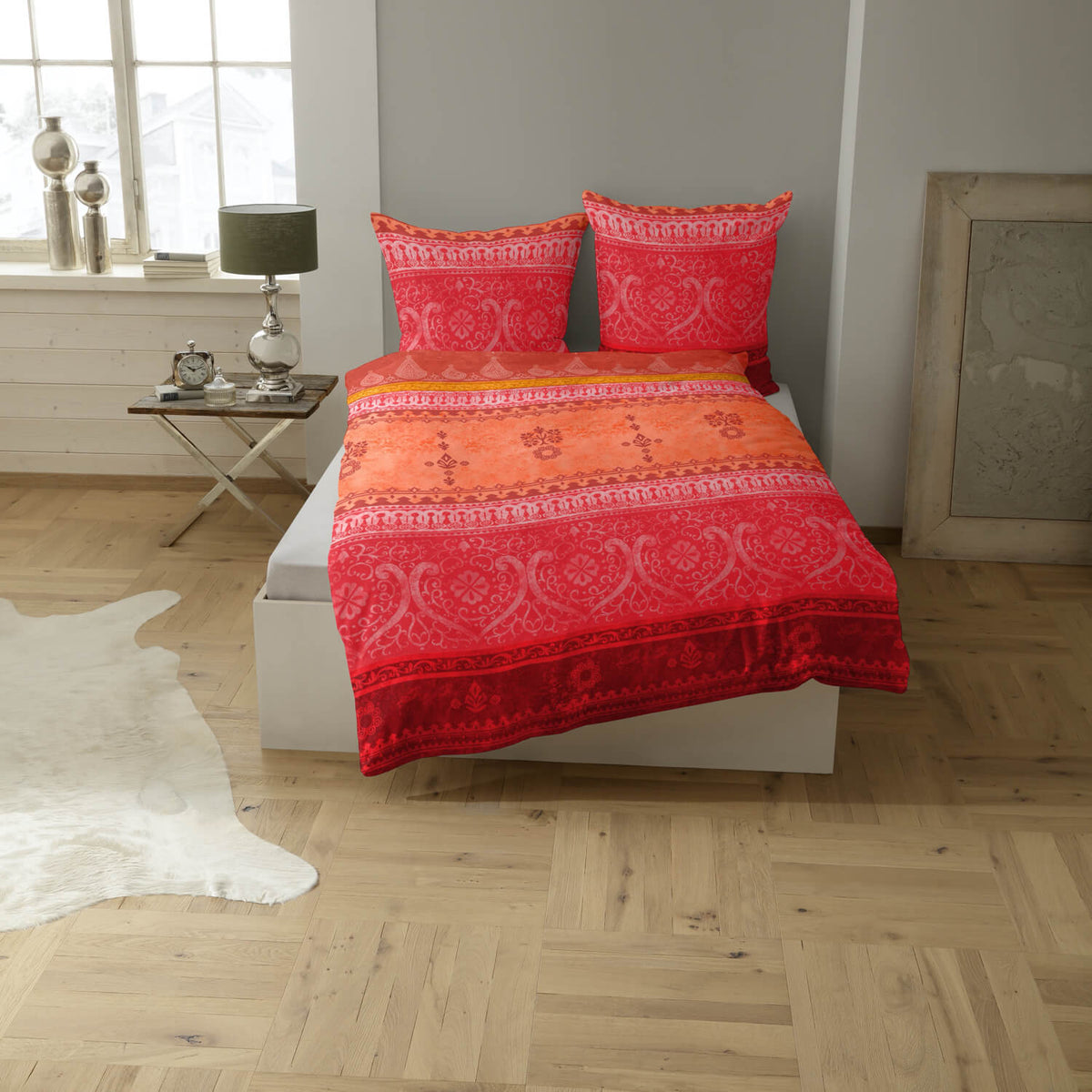 bettwaesche indi casatex ornamente organge rot paisley