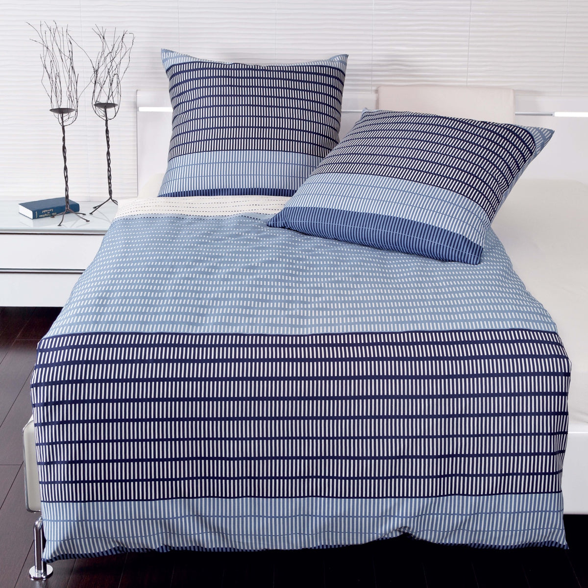 Janine Bettwäsche J.D. 87020-02 blau Mako Satin