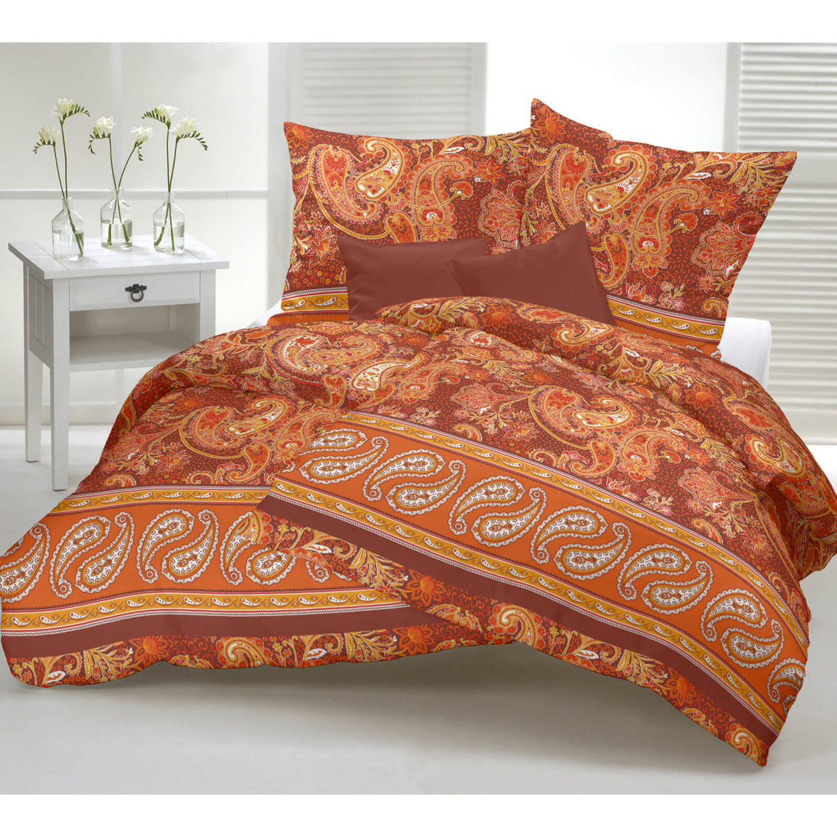 bettwaesche casatex orientalisch mandala orange satin