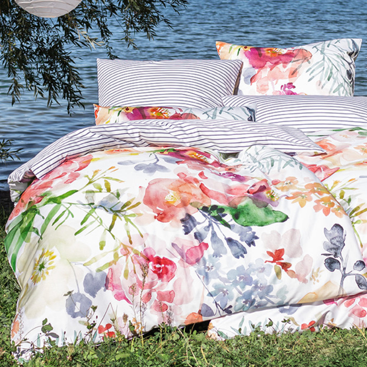 Estella Bettgarnitur Deckenbezug KissenbezugRose 4740 985 Bnt Blumen 