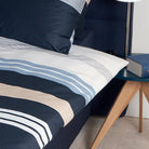 Janine Bettgarnitur J.D. 8481-08 Streifen Gestreift Linien Blau Blue Silber Mako Satin