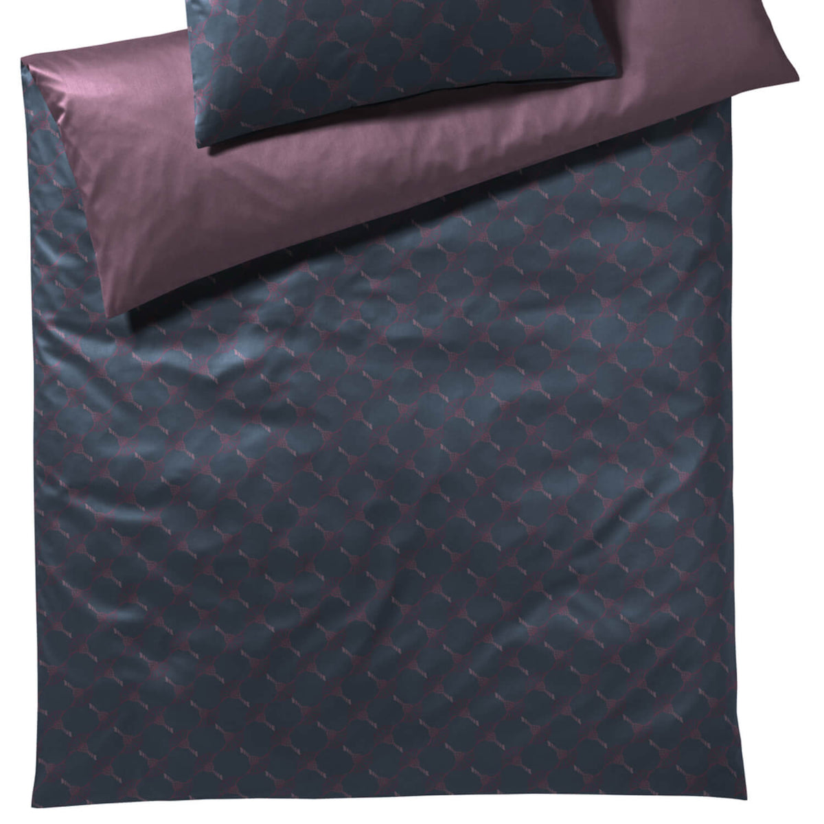 JOOP! Bettgarnitur Cornflower Double 4083 05 Anthrazit Aubergine Wendeoptik Kornblumen Mako Satin