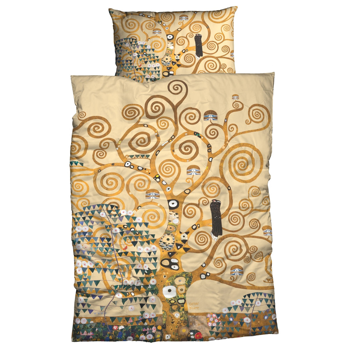 gustav klimt bettwaesche lebensbaum baumwolle satin beige 
