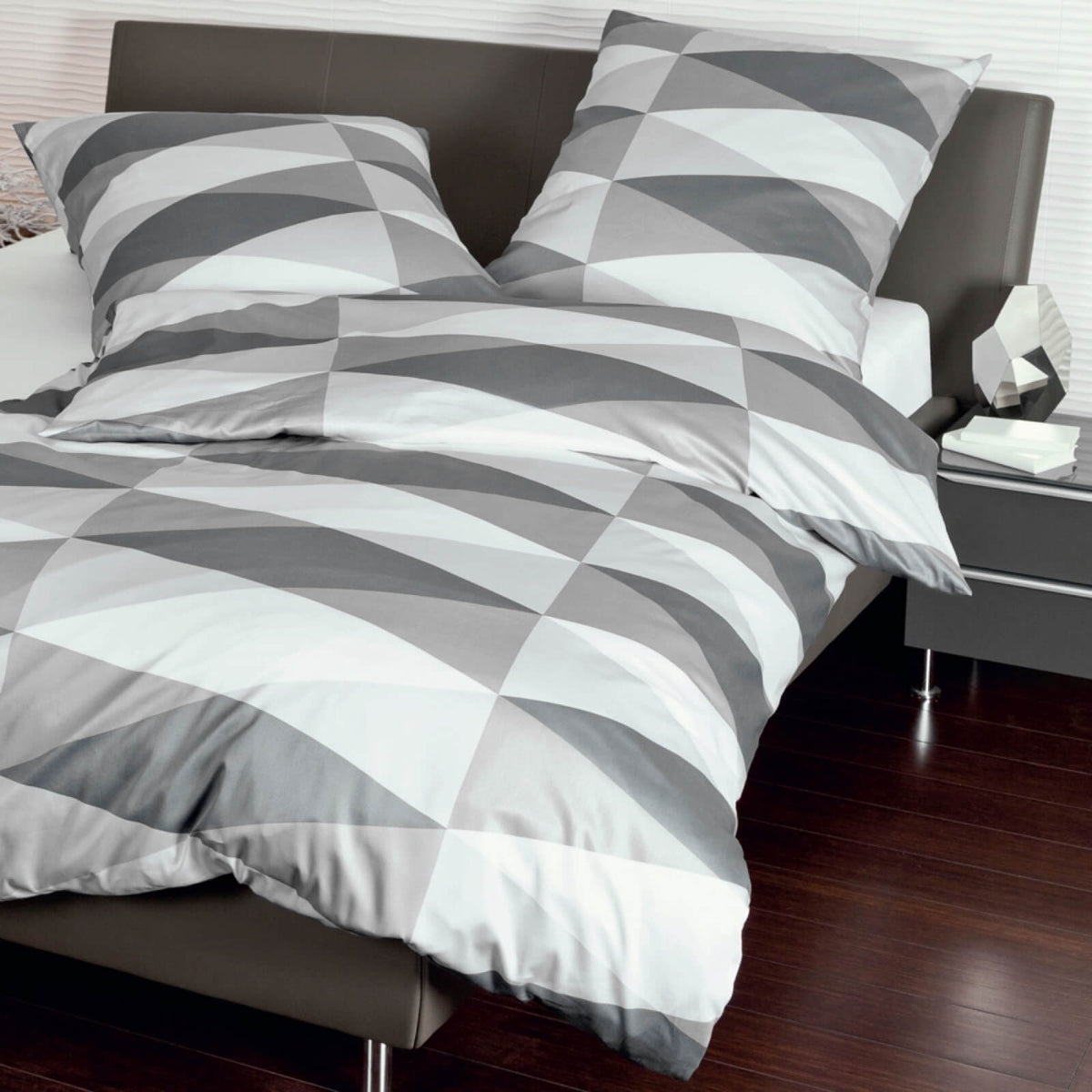 bettwaesche janine opalgrau rauten mako satin
