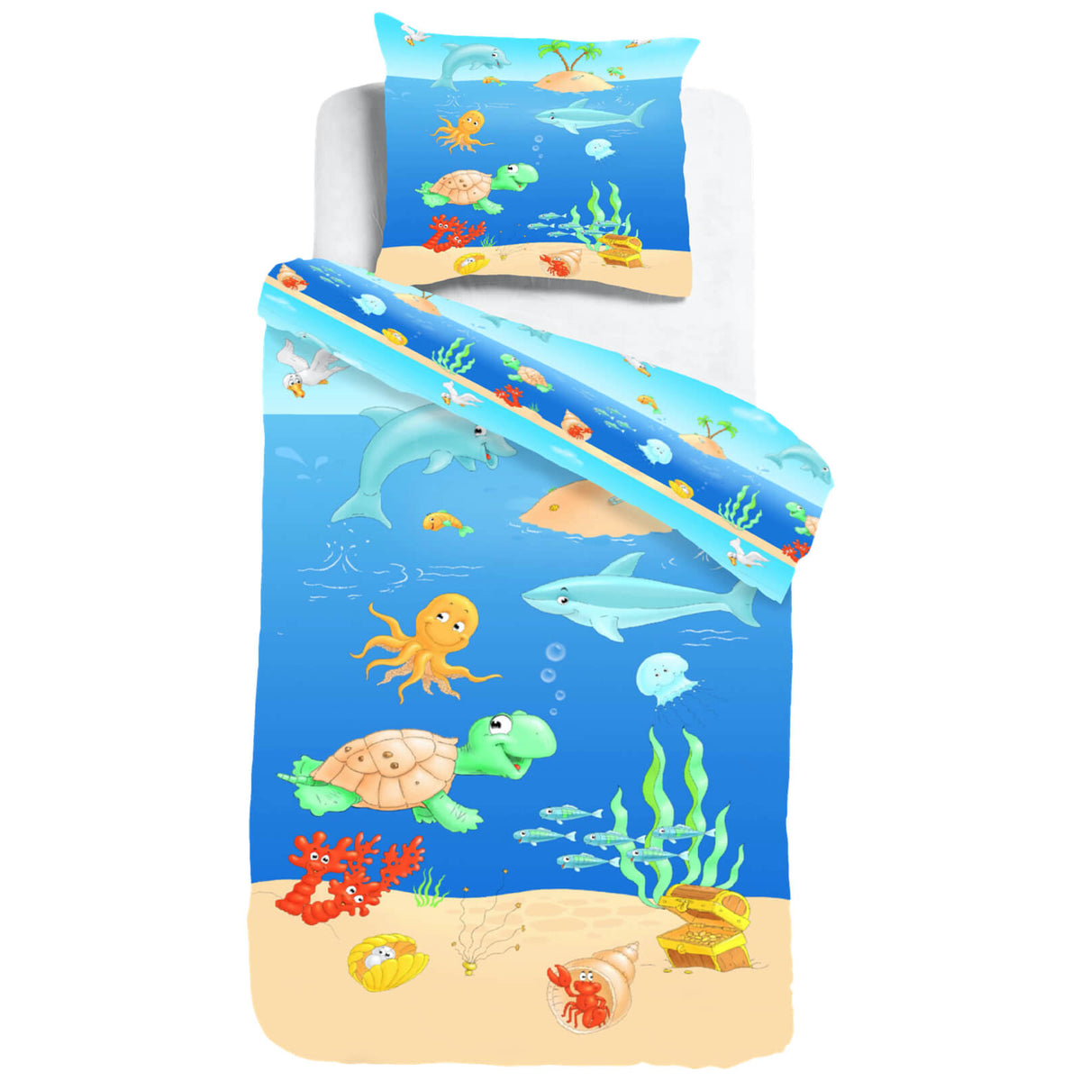 bettwaesche kinder schildkroete delfin