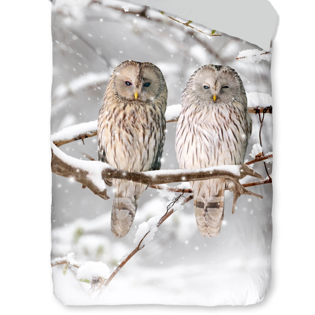 bettwaesche bettgarnitur eule schnee vogel