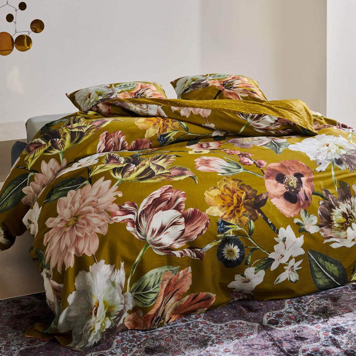 bettwaesche filou gebluemt rosen dahlien sterne gruen