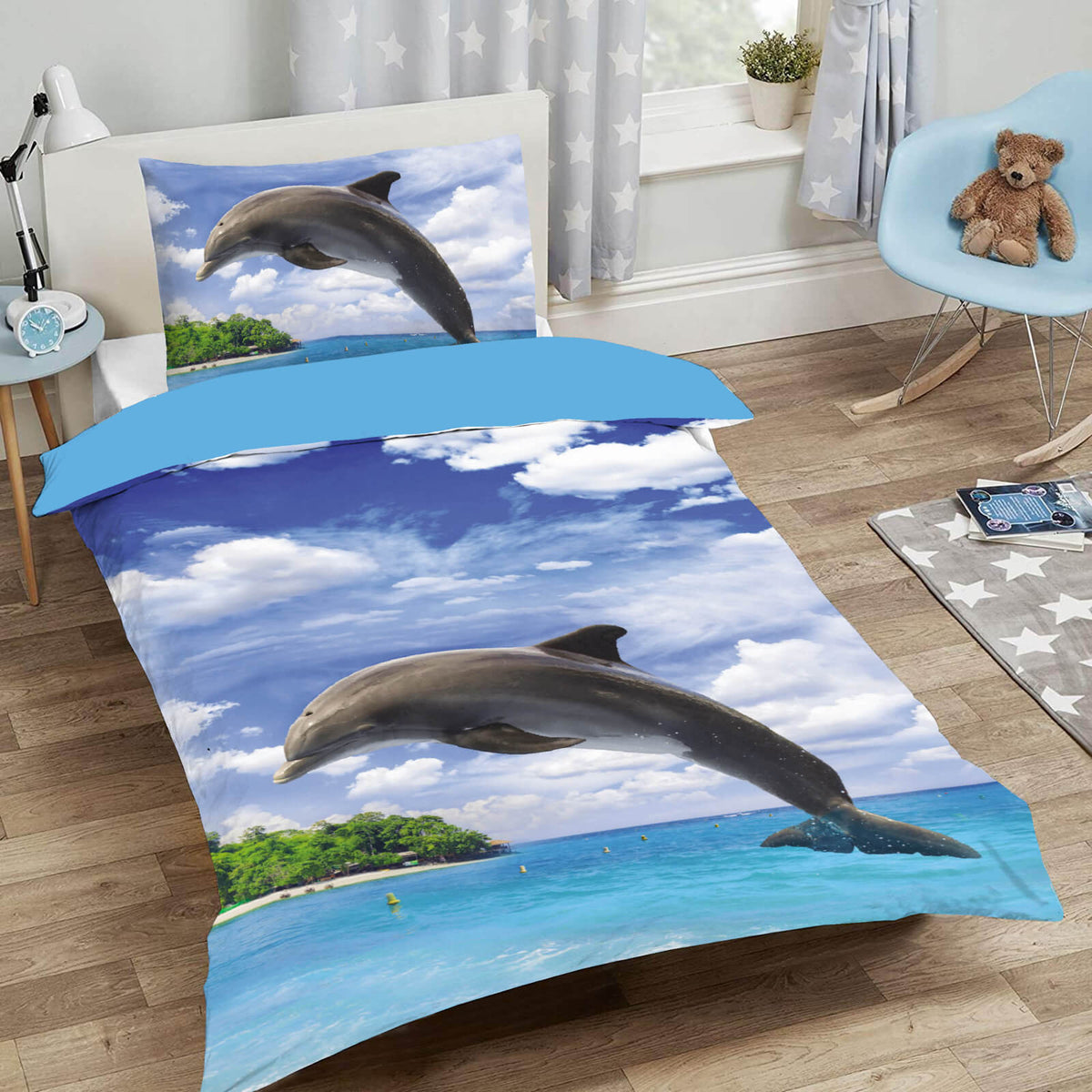 bettwaesche delfin dolphin insel meer 