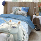 deckenbezug kissenbezug einhorn schnee flanell