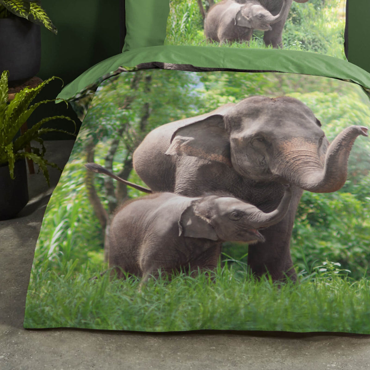 bettwaesche bettgarnitur tiere elefanten tiermotiv wende