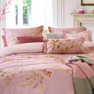 bettgarnitur bettwaesche gebluemt gemustert pink