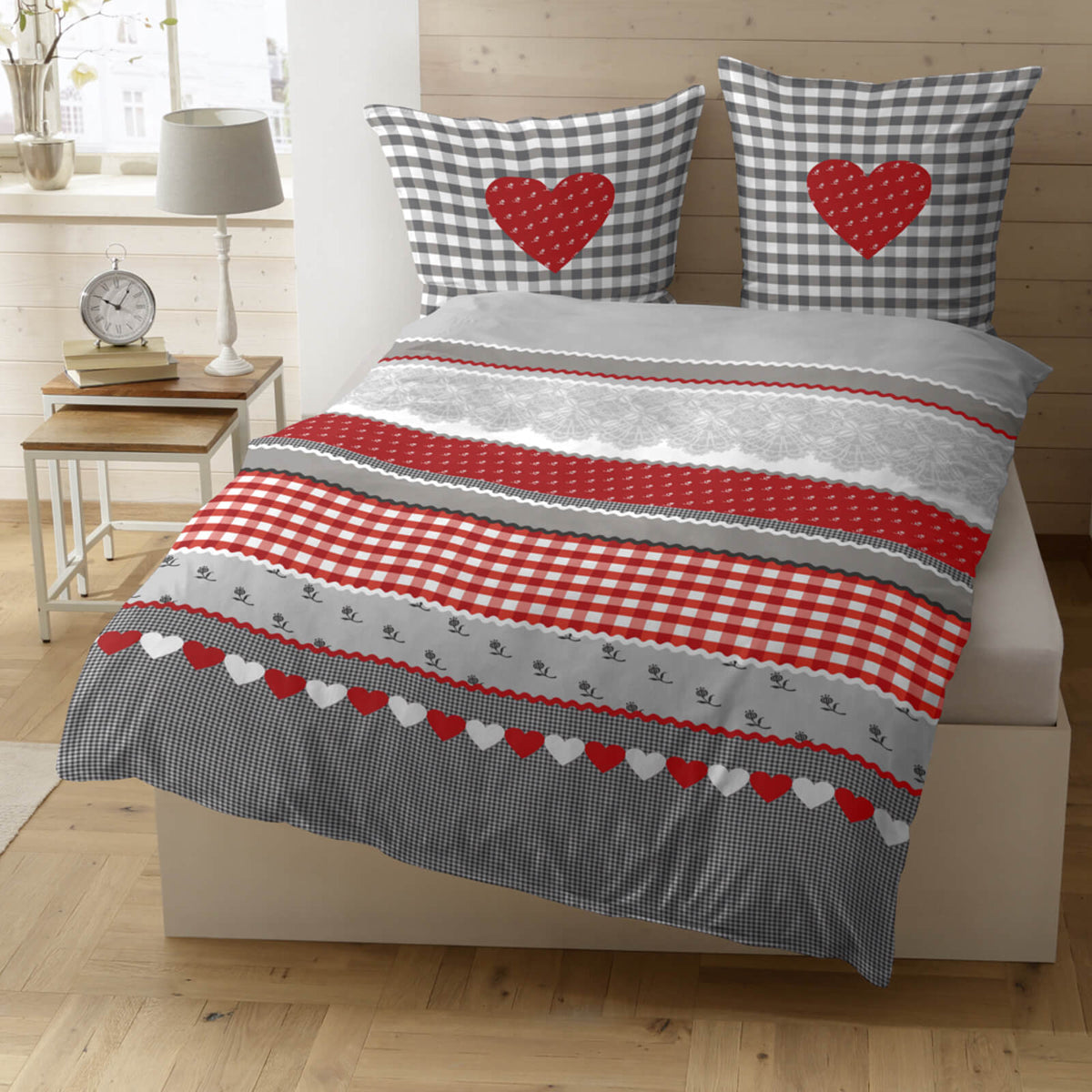 bettwaesche blumen kariert landhaus streifen