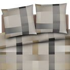 bettwaesche bettgarnitur kariert muster grau braun