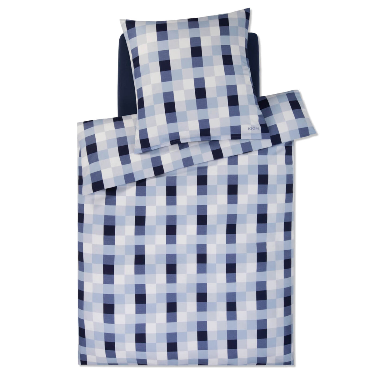 bettwaesche bettgarnitur kariert quadrate blau